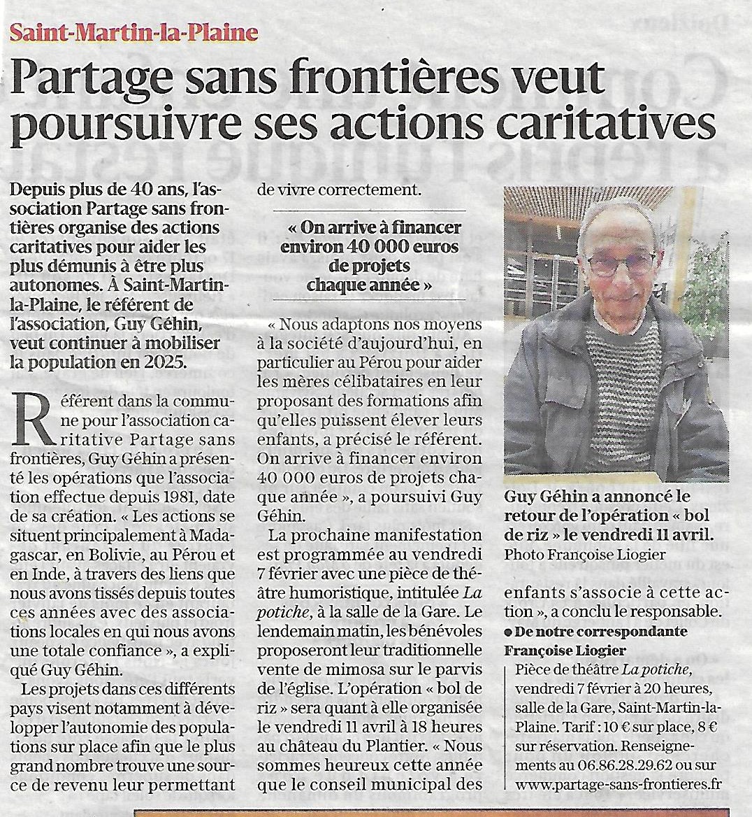 Article du Progrès sur Partage Sans Frontières